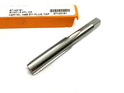 USED HERTEL HAND STI TAP: M10 X 1.5 METRIC COURSE, D3, 4 FLUTES, PLUG CHAMF.