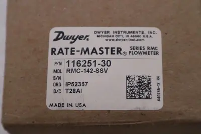 NEW DWYER RMC-142-SSV RATE-MASTER RMC 0.2-2.2 GPM FLOW METER STOCK H1182
