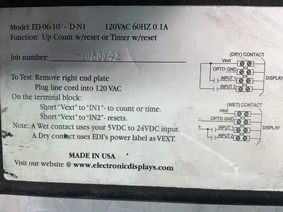Used EDI ELECTRONIC DISPLAYS ED4061091DN1 Counters/Timers Ohio US | HGR 24 #1488489