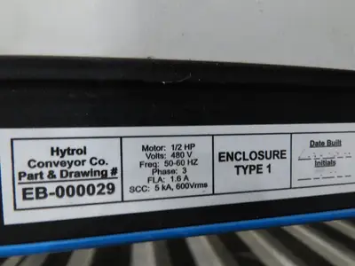 Hytrol 58"W x 15'L Pallet Conveyor 2.5"Roller 51.5"BF 3PH EZ-Logic Zones 30FPM
