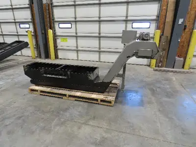 Enomoto Hinge Belt CNC Chip Conveyor 15"x 62" Infeed 30" Discharge 220V 3PH