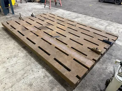 12' LONG X 8' WIDE X 5" THICK T-SLOTTED FLOOR PLATE / LAYOUT TABLE: YOBRO #23835