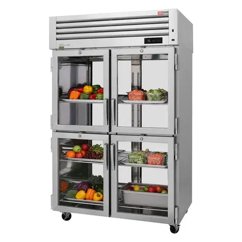 Turbo Air PRO-50-4R-G-PT-N 51 3/4" Two Section Pass Thru Refrigerator, (8) Left/Right Hinge Glass Doors, 115v