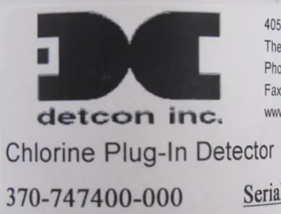 NEW DETCON 370-747400-000 CHLORINE PLUG-IN DETECTOR 370747400000