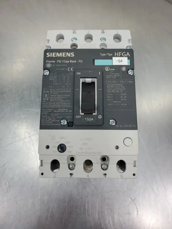 Used Siemens HFX3B150 FG CIRCUIT BREAKER, 3 POLE, 250A, 600VAC/250VDC Circuit Breakers South Carolina US | Palmetto Automation #1158276