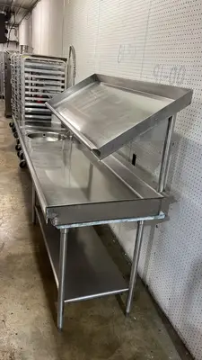 Used Falcon Restaurant Supply, Inc. Used 124" x 30" Stainless Steel Pre-Rinse Sink with Sprayer - GC Sinks Illinois US | Falcon Restaurant Supply #1373504