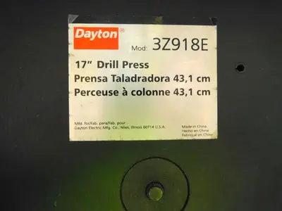 Used DAYTON 3Z918E Heavy Duty & Sensitive Single Spindle Drills Texas US | Aucto #1454465