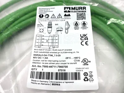 New | in-Stock Murrelektronik Double Ended Ethernet Cable M12 RJ45 4-Pole 7m Cable & Wire Michigan US | Maverick Industrial Sales #1461068