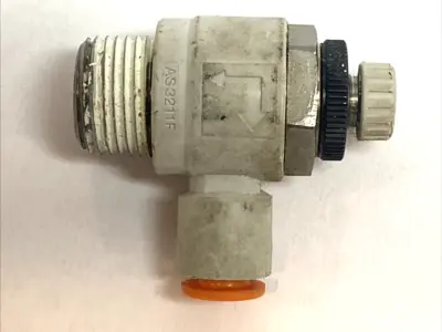 Used SMC Speed Control Elbow Valve 3/8" NPT x 3/8" Tube LOT OF 2 Pump & Valve Parts Michigan US | Maverick Industrial Sales #1391277
