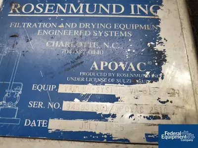 USED Rosenmund Rosenmund APOVAC System, Model Model 2510, S/S, 170 CFM, 20 HP