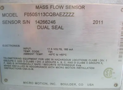 USED Micro Motion F050 S113CQBAEZZZZ