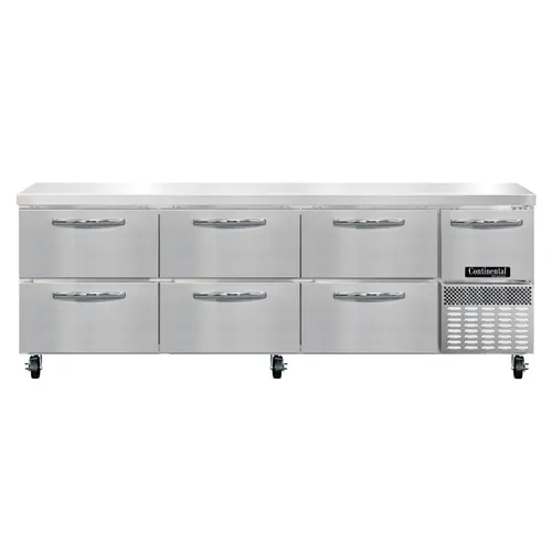 Continental RA93N-D 93" Worktop Refrigerator W/ (4) Sections, 115v