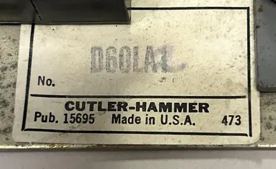 Used CUTLER-HAMMER D60LA1 Miscellaneous Equipment (Electrical & Power) | Surplus Asset Holdings #1202250