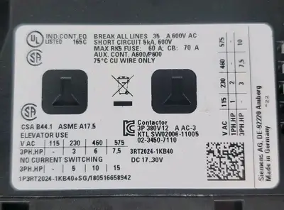 SIEMENS 3RT2024-1KB40 SIRIUS CONTACTOR. 4C-48
