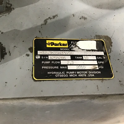 Parker H-PAK H12.3KS5W2PV/10 Hydraulic Power Unit Tank 10 Gal 2.3 GPM 2010 PSI