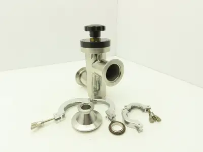 Kurt J Lesker SL0200MVQF Manual Bellows Angle Valve 2" SS Flanged W 1" Reducer