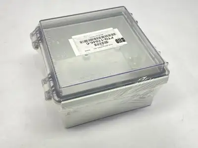 NEW BUD INDUSTRIES FIBERGLASS BOX CLEAR HINGED 4.59" X 4.59" X 3.11"