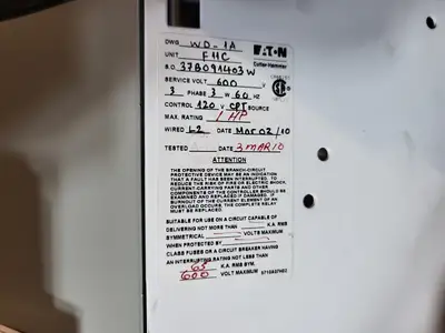 1 hp, 600V, 3A FVNR Starter, Size 1 Bucket for Freedom 2100 MCC Frame