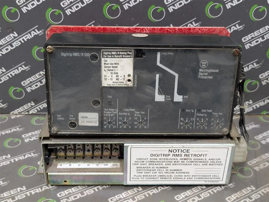 Westinghouse Digitrip RMS/R500 Trip Unit RH54CLIG w/ Base Unit PR6A06A060 Used