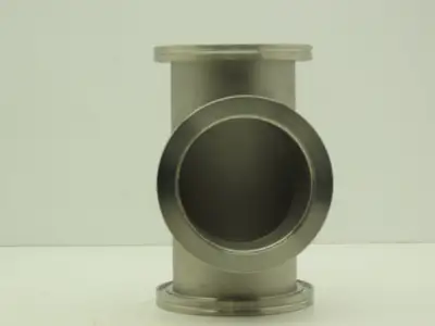 Pfeiffer Nor-Cal 3TISO100OF 4" Vacuum Tube ISO-K Flanged Pipe Tee 304 Stainless