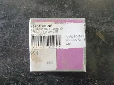 Deep Groove Ball Bearing 6204DDUNR, w/ Snap Ring