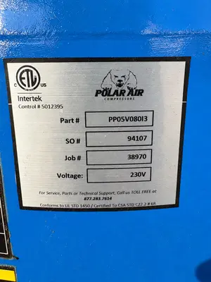 Used POLAR AIR PP05V080I3 Air Compressors (Misc) South Carolina US | ESS Industrial Equipment Sales #1487236
