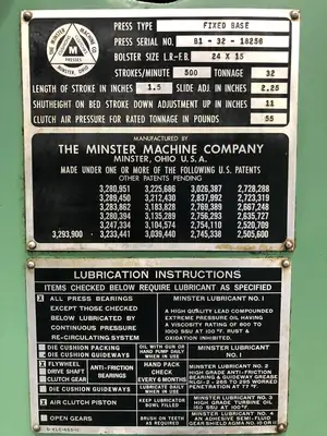 USED MINSTER MINSTER B1-32 PRESS