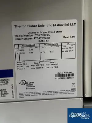 Thermo Fisher Scientific Thermo Fisher Scientific ULT Freezer, Model TSX70086A