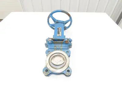 DeZurik Fig. 827 3" Stainless Knife Gate Valve Lug Style Rising Stem Metal Seat