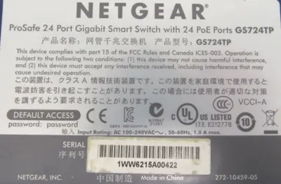 USED NETGEAR GS724TP ETHERNET SWITCH PROSAFE 24 PORT