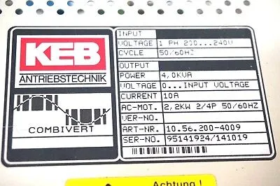 USED KEB 10.56.200-4009 AC DRIVE 10562004009