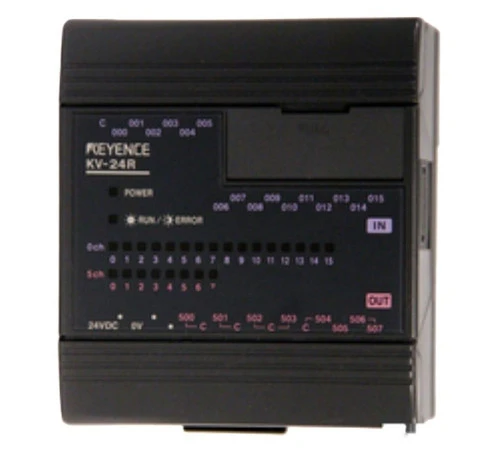 Keyence KV-24R Base PLC Unit, 24VDC, 16 DC Inputs, 8 Relay Outputs [Refurbished]