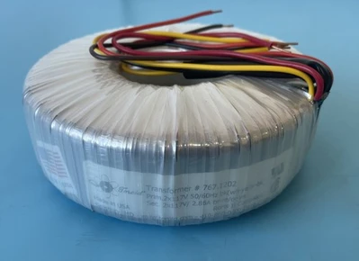BRAND NEW- Toroid Transformer 767.1202 Prim- 2x117V 50/60Hz Sec- 2x117V 2.86A