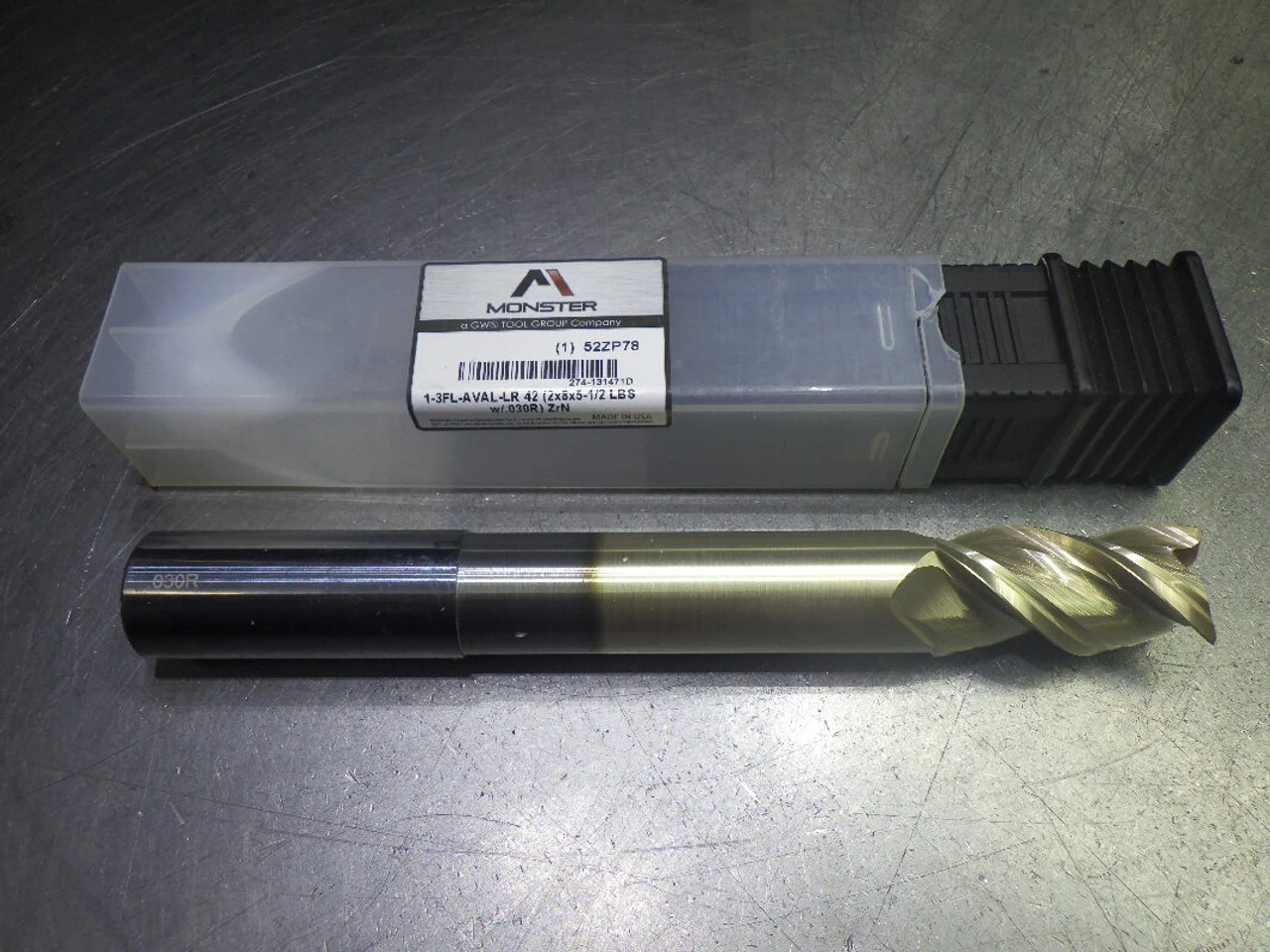 Monster 1" 3 Flute Carbide CR LR Endmill 1" Shank .03" R 274-131471D (LOC1514)