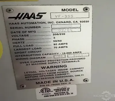 Used 2004 HAAS VF-3SS Vertical Machining Centers Arizona US | KD Machinery #1368737