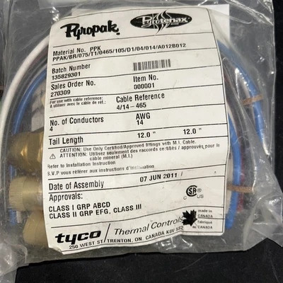 NEW Pyrotenax PPAK/BR/075/T1/0465/105/D1/04/014/A012B012