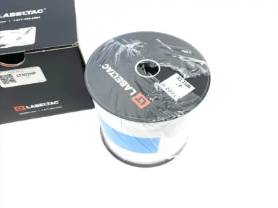 USED LABELTAC PRO MODEL HIGH PERF. 10 YEAR VINYL LABEL WHITE, 4" X 150'/ROLL
