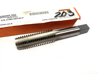 USED BRUBAKER TOOL STRAIGHT FLUTE PLUG TAP 5/8-11 NC H3 4FL HSS
