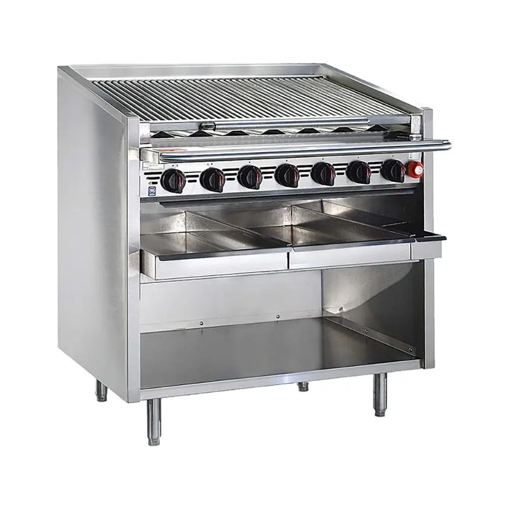 Bakers Pride F-48RS-C 48" Floor Model Gas Charbroiler W/ Coal Radiants - (10) Burners, Natural Gas