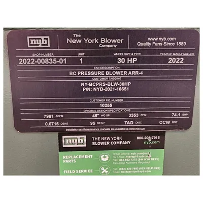 NEW NEW YORK BLOWER 30 HP