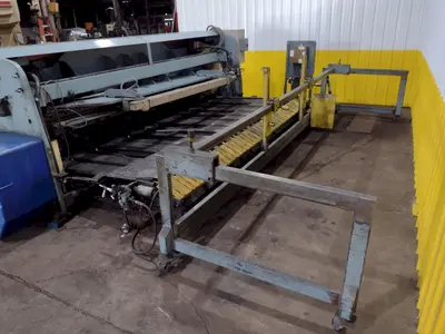 13' x 1/4" AMADA MODEL #M-4065 MECHANICAL POWER SQUARING SHEAR, FRONT GUAGING, CONVEYOR & STACKER: STOCK #19272