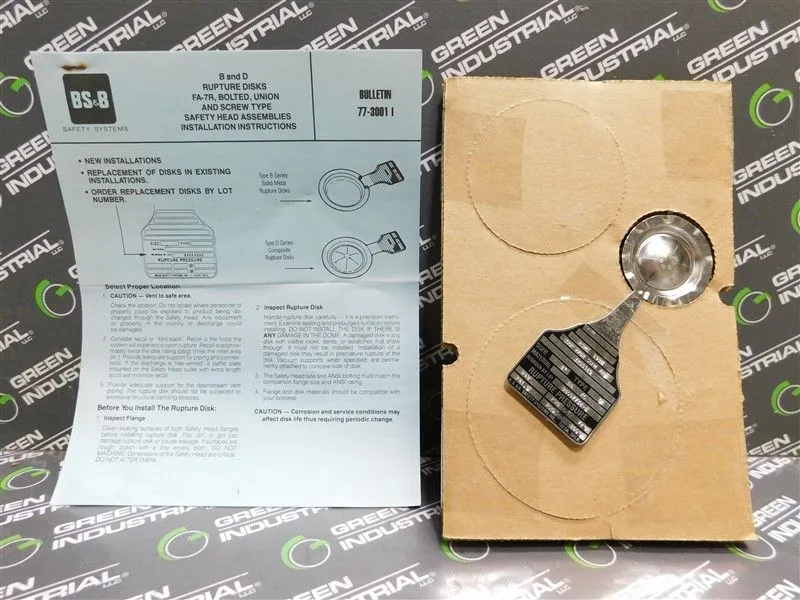 BS&B Safety Systems 1" 96007732-1 Rupture Disc 249 PSIG @ 72°F 3255515 New