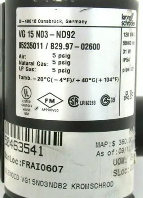 NEW KROM SCHROEDER VG 15 N03-ND92 SOLENOID VALVE VG15N03ND92