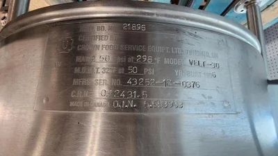 Crown Tilting Electric Kettle model VELT-30 2/3 jaketed # 10521