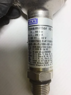 Wika IS-20-F Pressure Transmitter Stainless Steel 11-30VDC 0-60bar 4-20mA