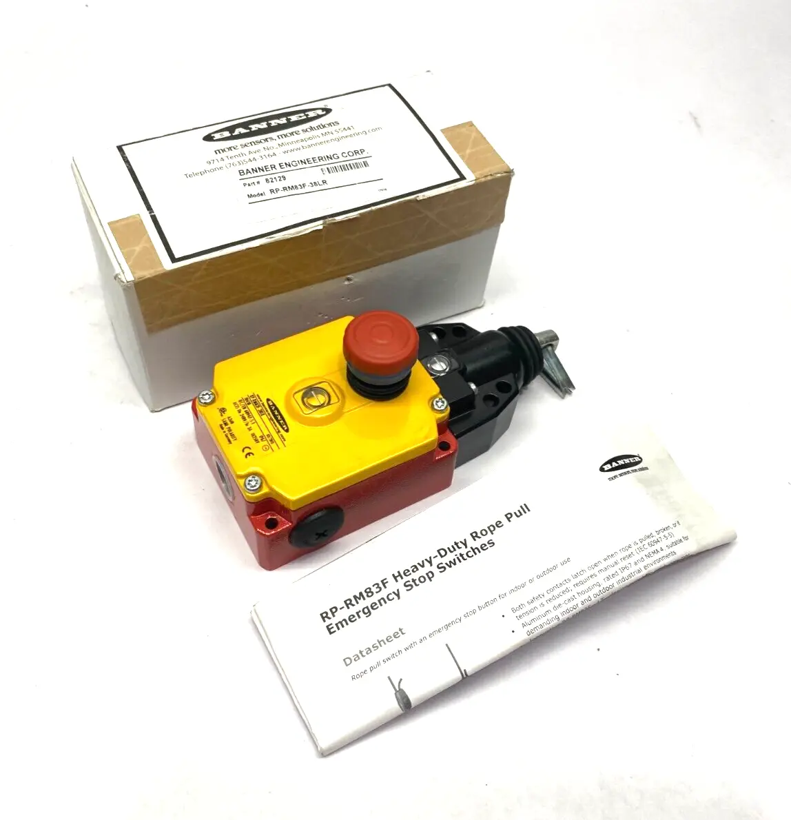 USED BANNER ENGINEERING HEAVY DUTY EMERGENCY STOP ROPE PULL MODULE 2 NO, 2NC