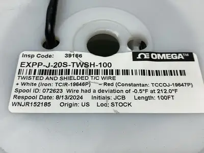 USED OMEGA TWISTED SHIELD. THERMOCOUPLE WIRE 2-COND. 85' SPOOL
