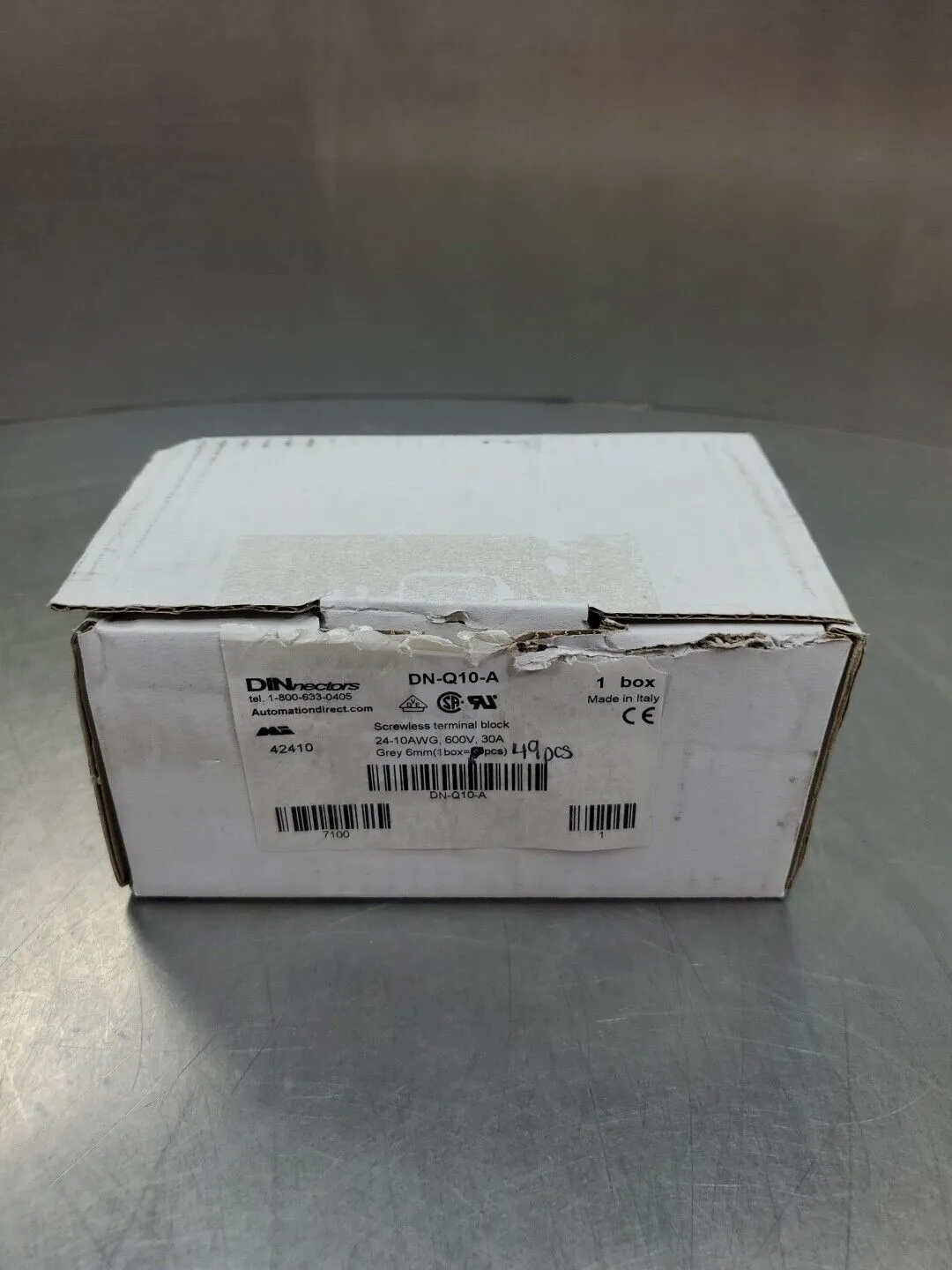 DINnectors DN-Q10-A SCREWLESS TERMINAL BLOCK, 24-10AWG, 600V Lot of 49. 4C-37