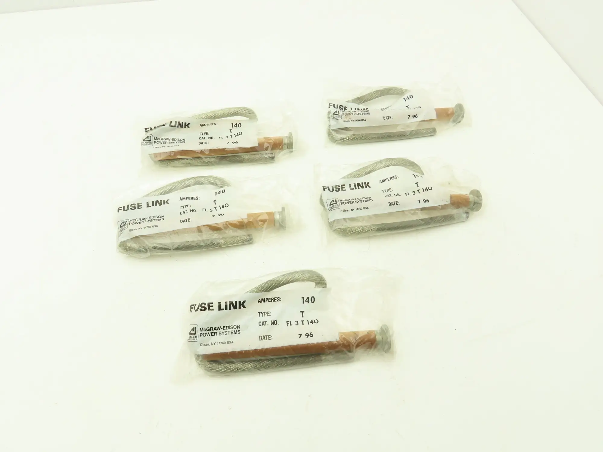 Cooper FL3T140 Universal Fuse Link Button Head 140 Amperes Slow Acting  Lot of 5