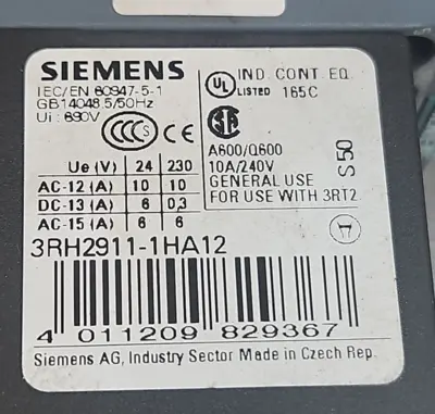 Used Siemens 3RH2140-1BB40 PLC Contactors South Carolina US | Palmetto Automation #1160047
